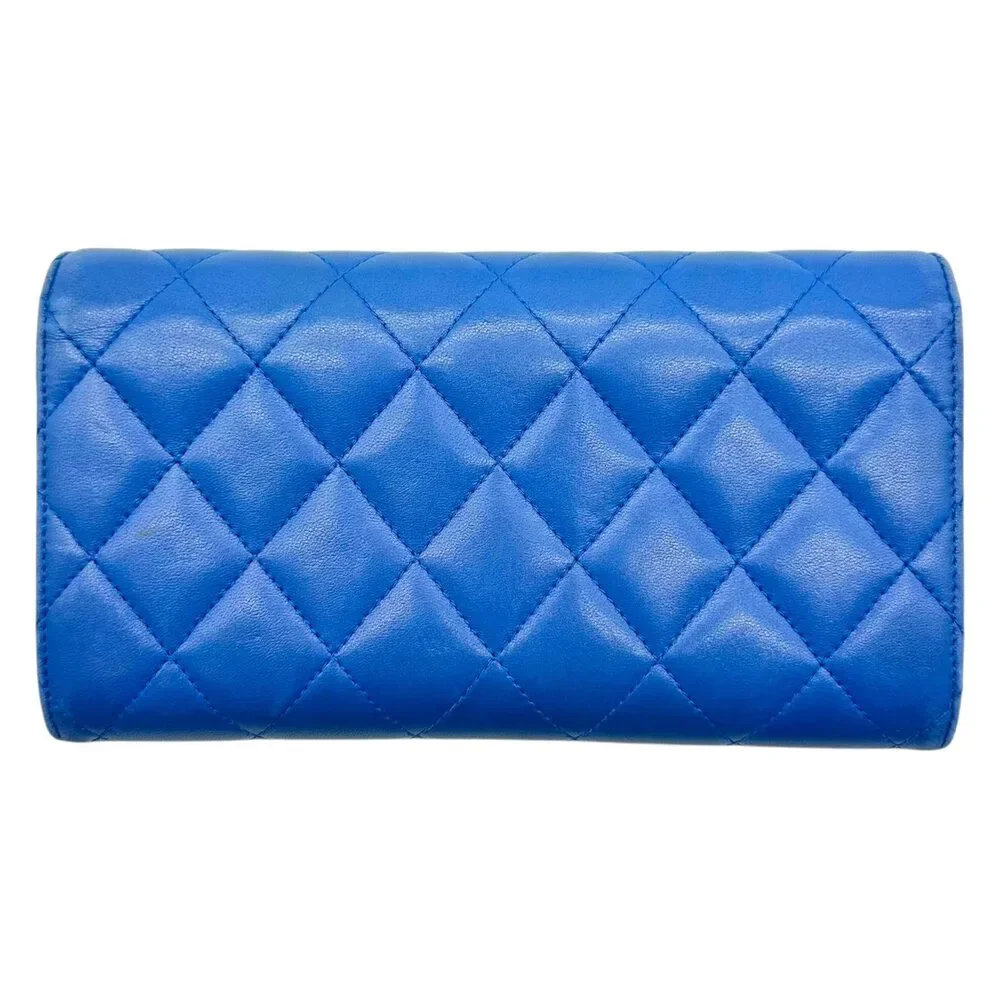 Chanel Cobalt Blue Matelasse Lambskin Long Wallet 2016-17